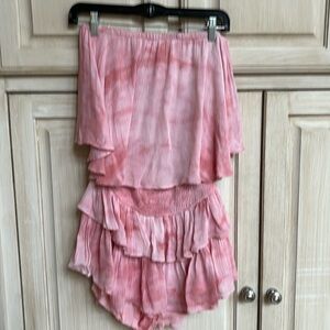 Strapless cotton gauze romper